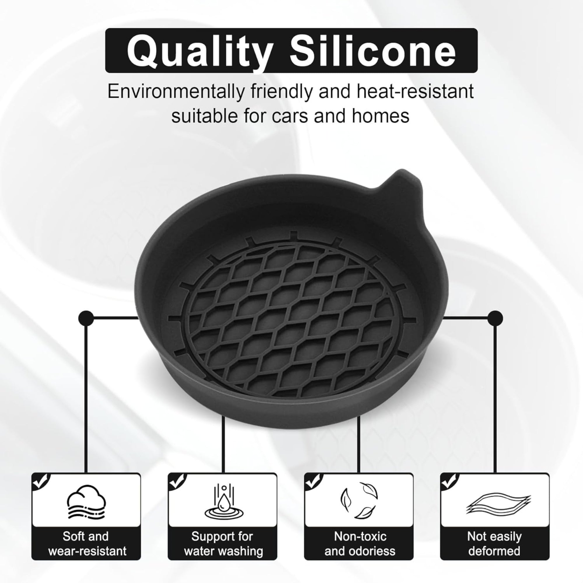 Universal Silicone Car Cup Holder Coasters, 4 Pack