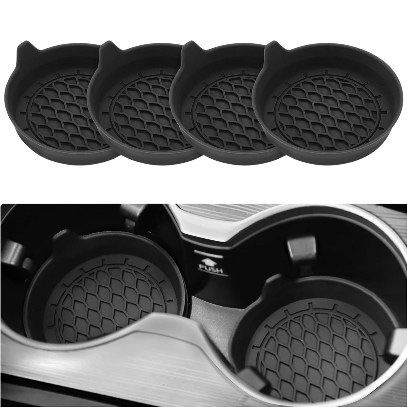 Universal Silicone Car Cup Holder Coasters, 4 Pack